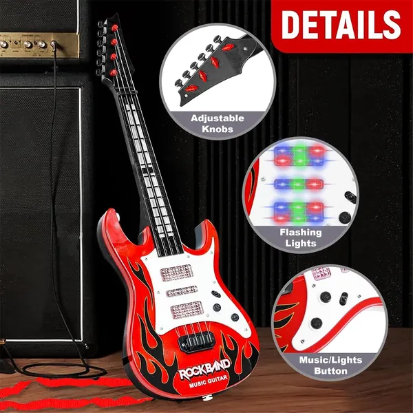 Red_Flame_Print_Toy_Music_Guitar_With_Strap_For_Kids