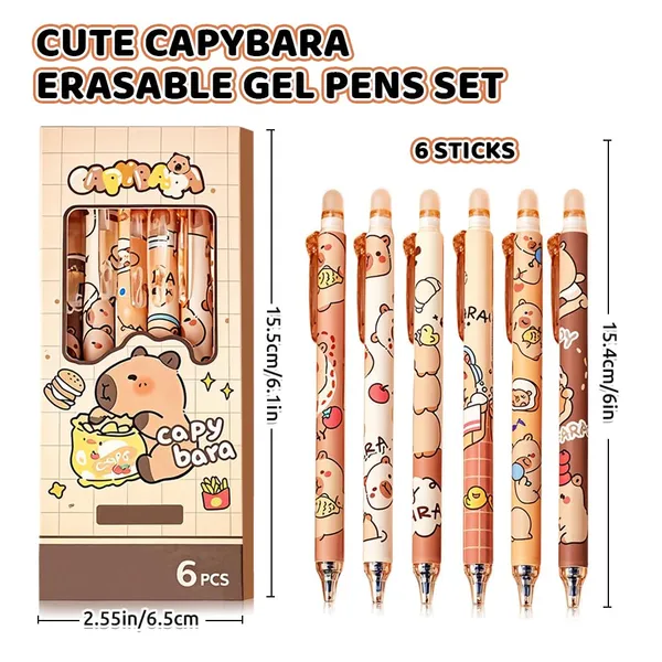 Multicolor_Capybara_Erasable_Gel_Pen_Set_Of_6_For_Kids