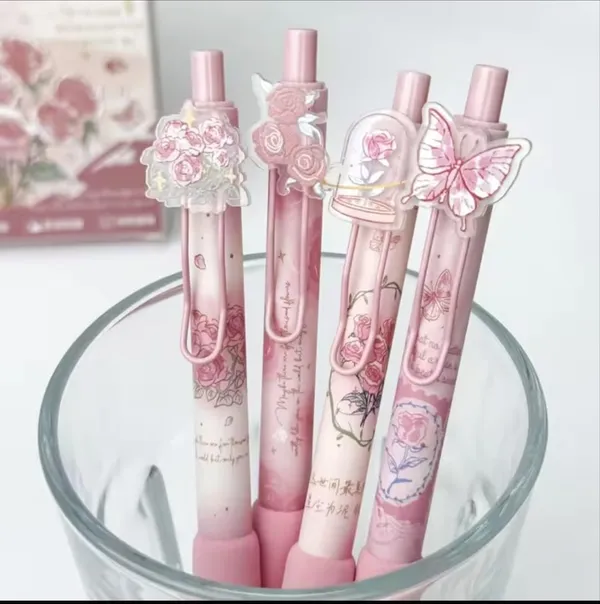 Pink_Floral_Retractable_Decorative_Pen_Set_Of_4