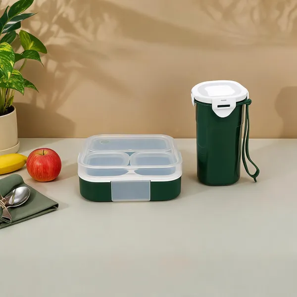 Green_Plastic_3_Compartment_Lunch_Box_With_Water_Bottle
