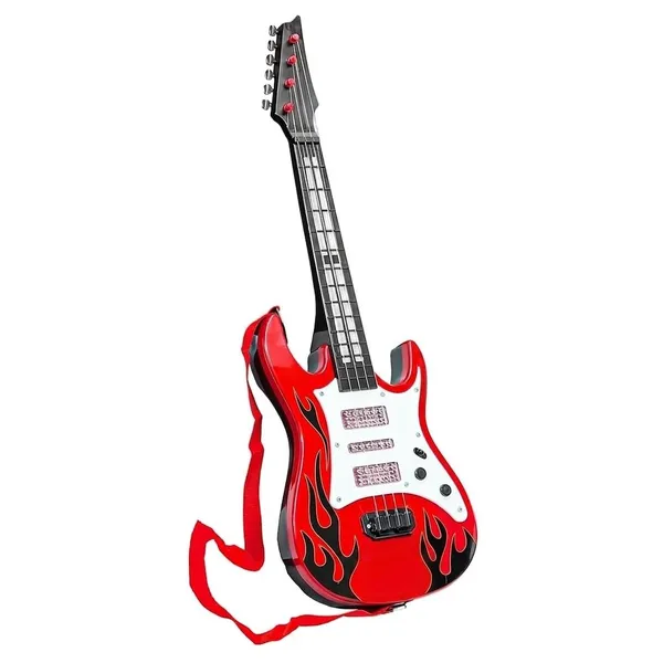 Red_Flame_Print_Toy_Music_Guitar_With_Strap_For_Kids