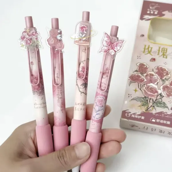 Pink_Floral_Retractable_Decorative_Pen_Set_Of_4