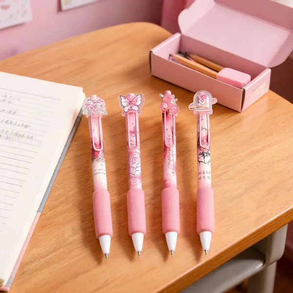 Pink_Floral_Retractable_Decorative_Pen_Set_Of_4