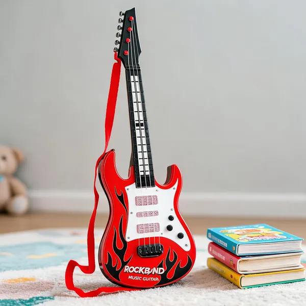 Red_Flame_Print_Toy_Music_Guitar_With_Strap_For_Kids