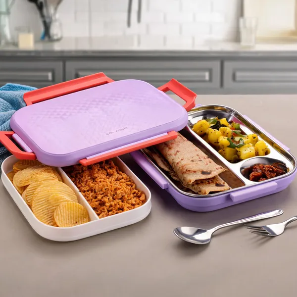 Multicolor_Stainless_Steel_Compartment_Lunch_Box_With_Lid_And_Cutlery
