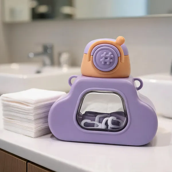 Purple_Plastic_Novelty_Robot_Style_Pastel_Mini_Tissue_Holder