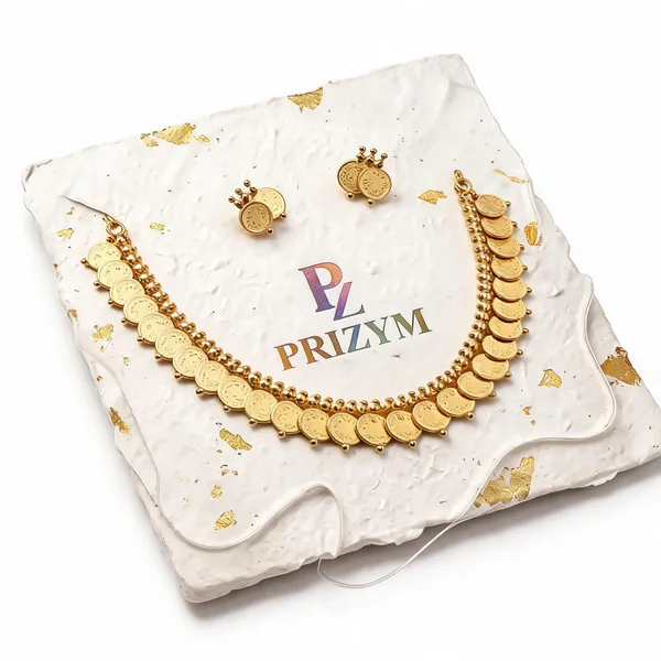 Gold_Brass_Coin_Design_Necklace_And_Stud_Earring_Set_For_Women