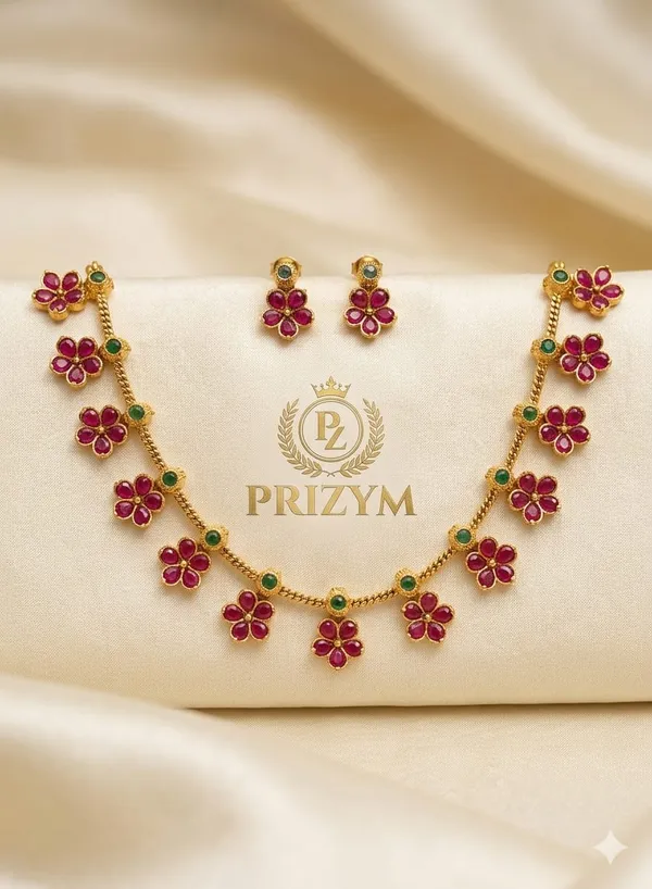 FLOWER_MOTIF_NECKLACE_AND_EARRINGS_SET