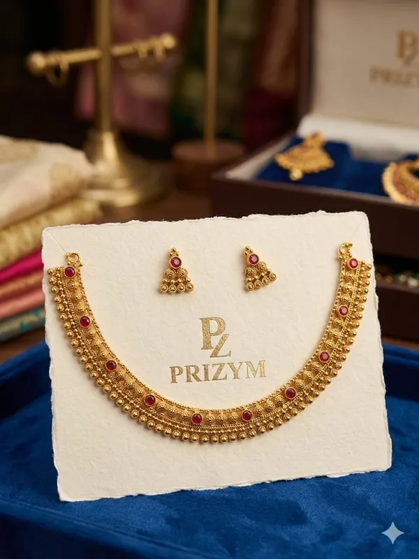 ANTIQUE_GOLD_TONED__NECKLACE_AND_EARRING_SET