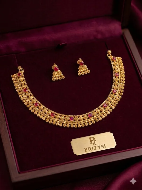 ANTIQUE_GOLD_TONED__NECKLACE_AND_EARRING_SET
