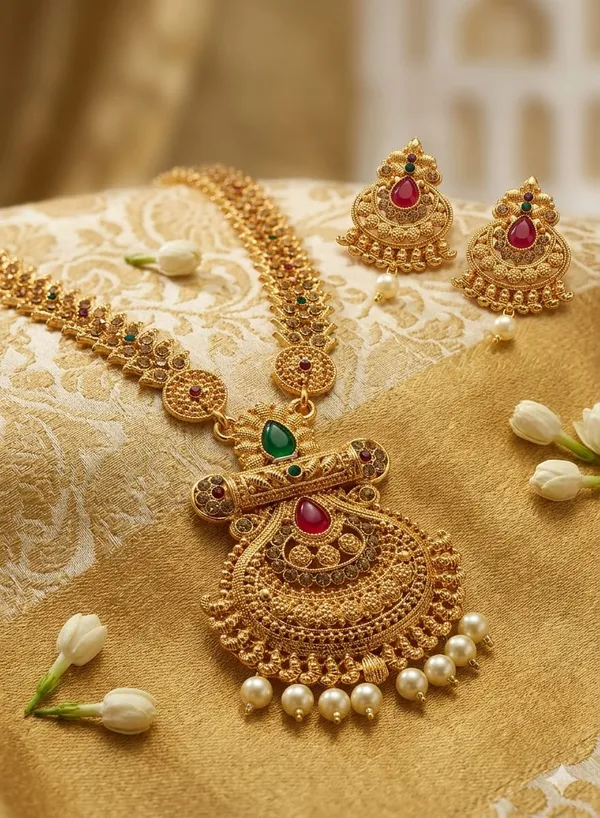 GOLD_PLATED_NECKLACE_AND_EARRING_SET