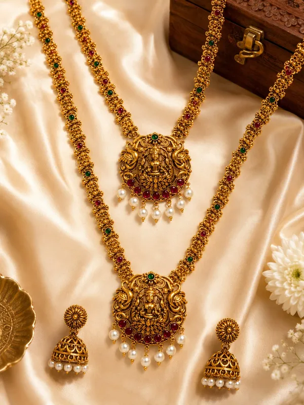 ANTIQUE_GOLD_TEMPLE_NECKLACE_HARAM_SET