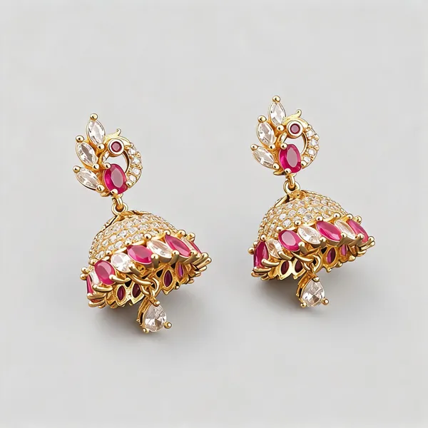 Multicolor_Brass_Kempu_Stone_Cubic_Zirconia_Traditional_Jhumka_Earrings_For_Women