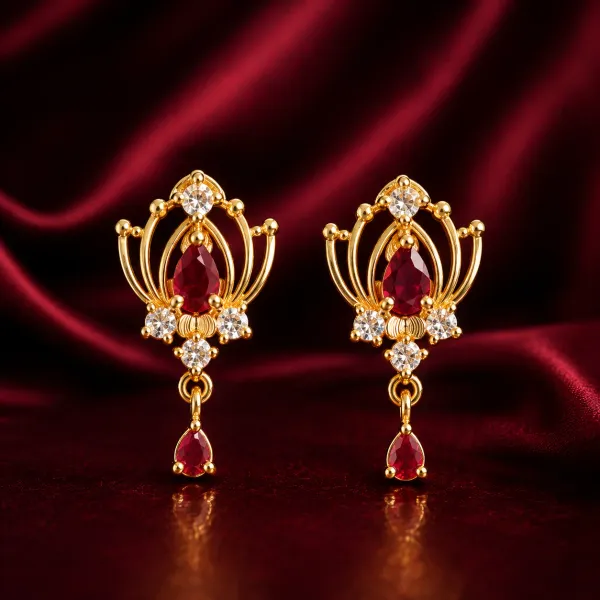 GOLD__PLATED_EARRINGS_WITH_RUBY_AND_DIAMOND
