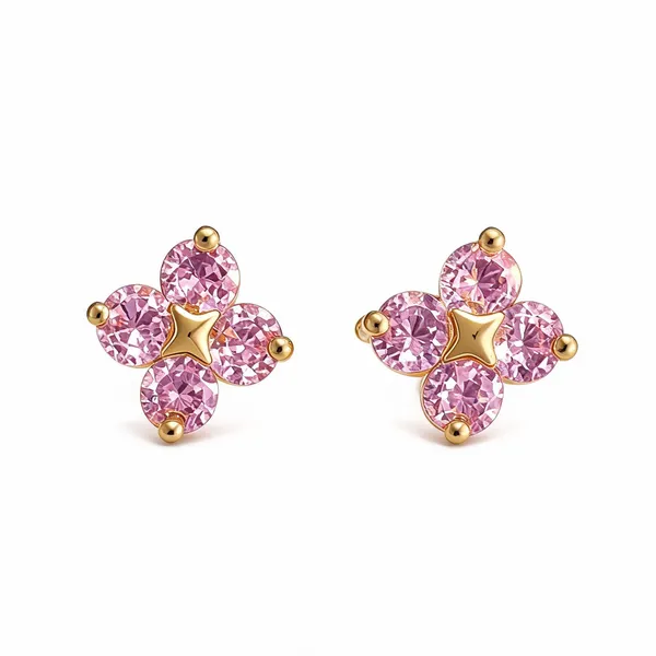 Pink_Gold_Brass_Flower_Cubic_Zirconia_Stud_Earrings_For_Women