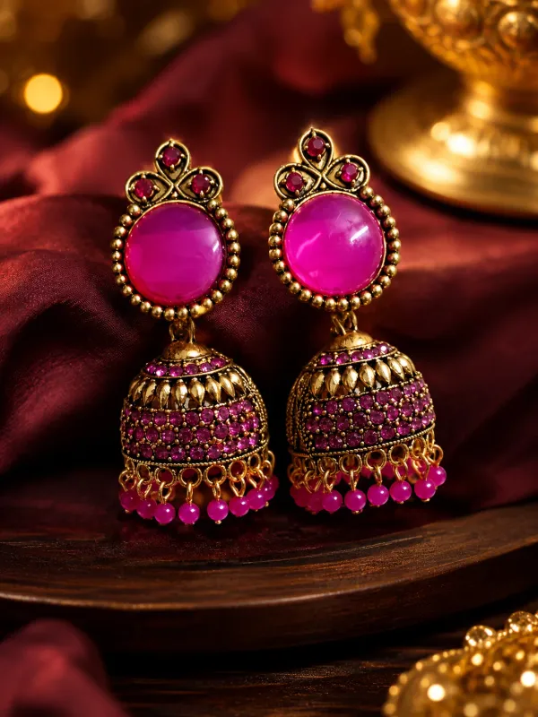 PINK_JHUMKA_EARRINGS