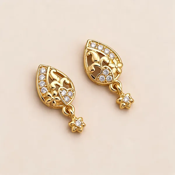 Gold_Plated_Brass_Filigree_Teardrop_Cubic_Zirconia_Dangle_Earrings_For_Women