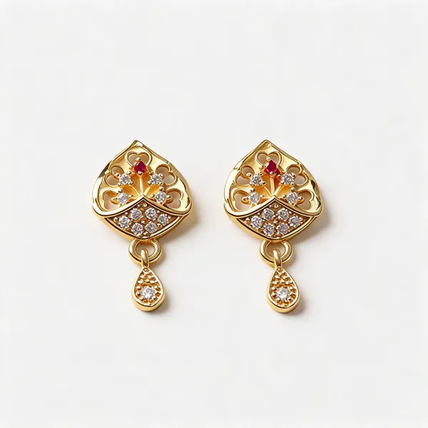Multicolor_Gold_Plated_Cz_Ruby_Teardrop_Filigree_Earrings_For_Women