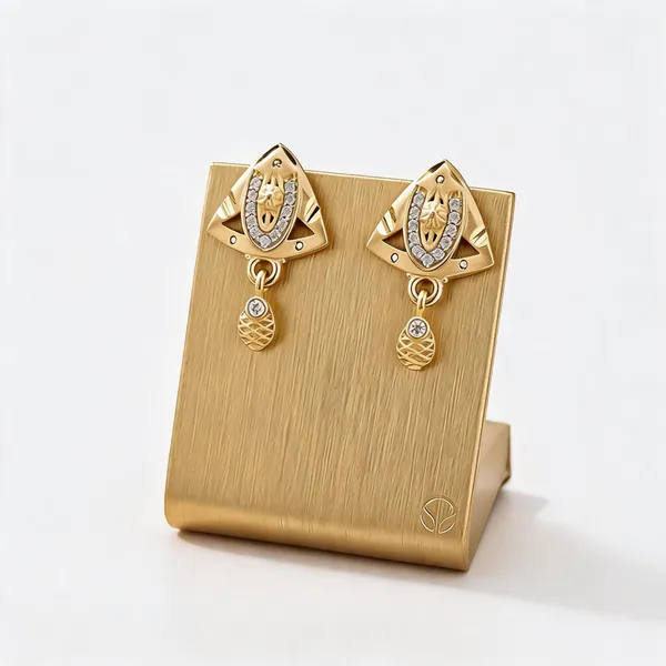 Multicolor_Gold_Plated_Triangular_Pave_Diamond_Dangle_Earrings_For_Women