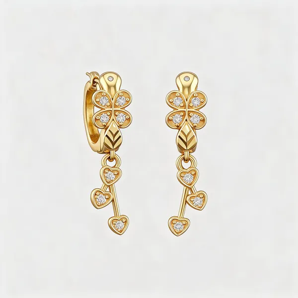Multicolor_Gold_Plated_Clover_Heart_Charm_Dangle_Earrings_For_Women