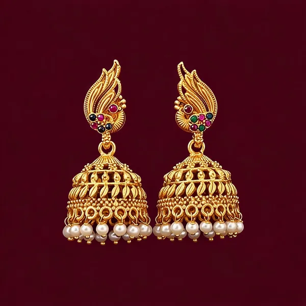 Gold_Plated_Brass_Peacock_Motif_Multistone_Jhumka_Earrings_For_Women