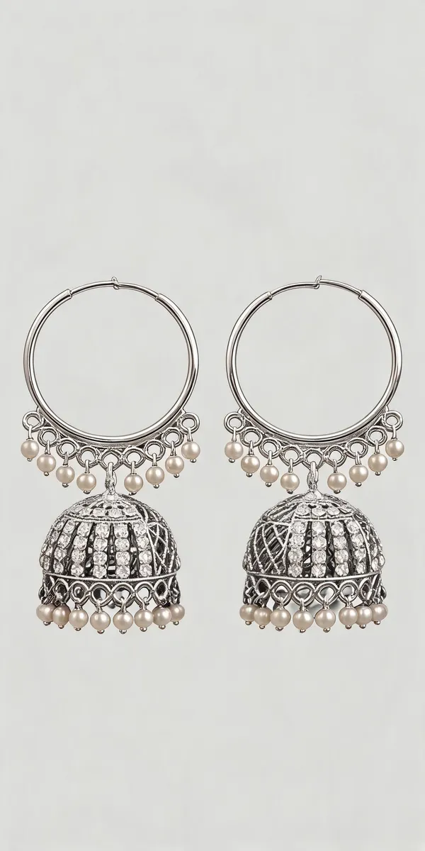 Silver_Tone_Alloy_Pearl_Embellished_Hoop_Jhumka_Earrings_For_Women