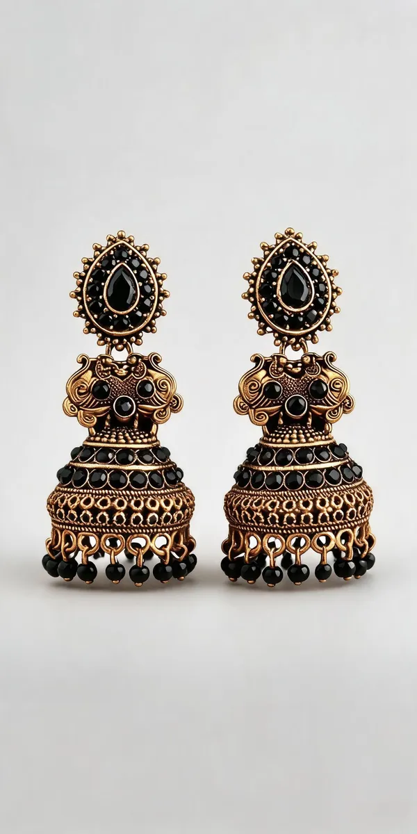 Black_Gold_Toned_Stone_Jhumka_Earrings_For_Women