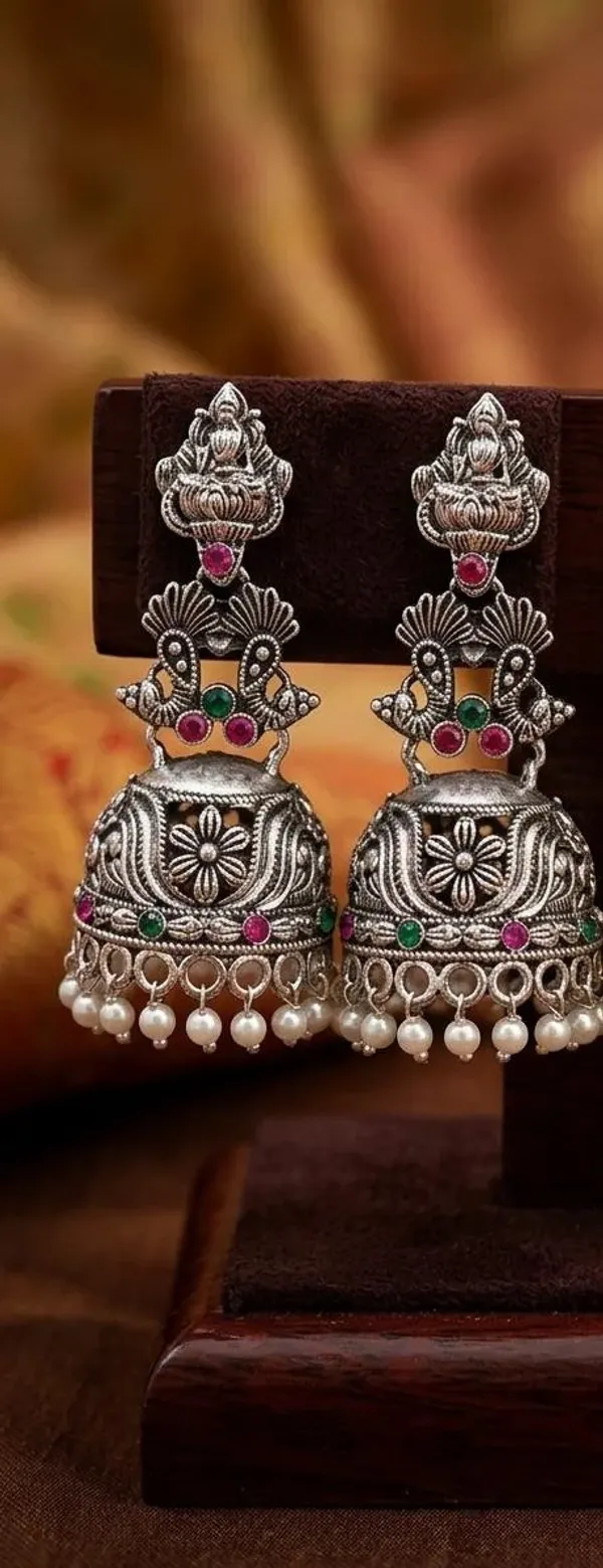 OXIDIZED_SILVER_JHUMKA_EARRINGS