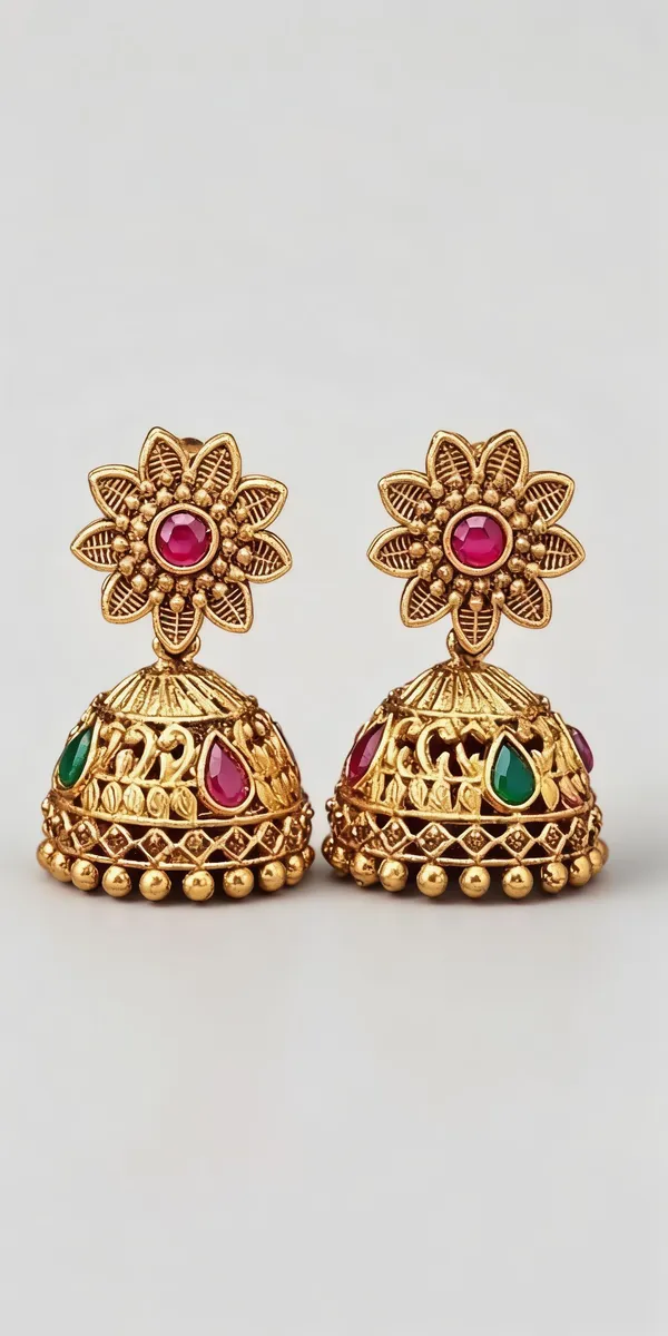 Pack_Of_2_Antique_Gold_Brass_Ruby_Emerald_Peacock_Motif_Bangles_And_Multicolor_Gold_Plated_Floral_Ruby_Green_Gemstone_Jhumka_Earrings_For_Women_