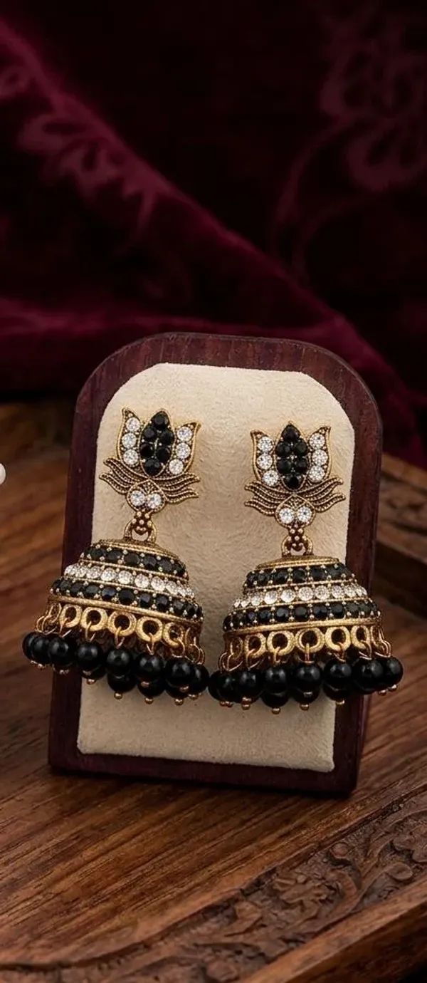 BLACK_LOTUS_JHUMKA_EARRINGS
