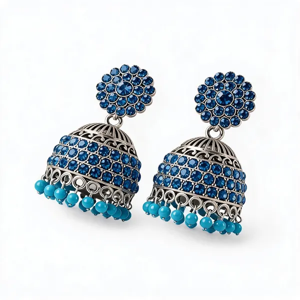 Blue_Brass_Stone_Embellished_Traditional_Jhumka_Earrings_For_Women