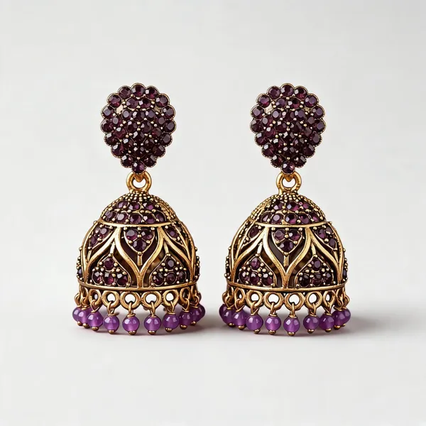 Gold_Brass_Purple_Stone_Traditional_Jhumka_Earrings_For_Women