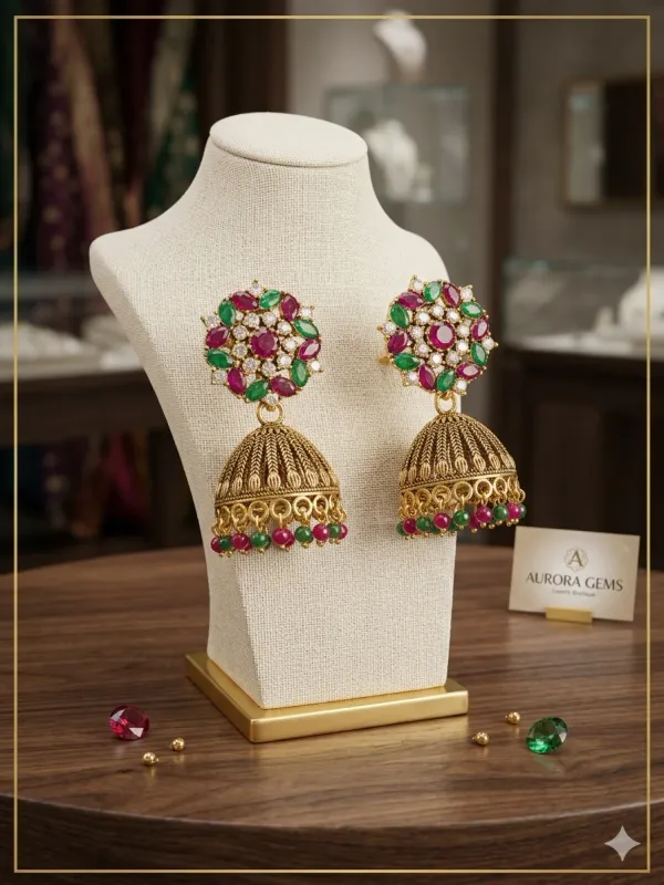 EMERALD_AND_RUBY_JHUMKA_EARRINGS