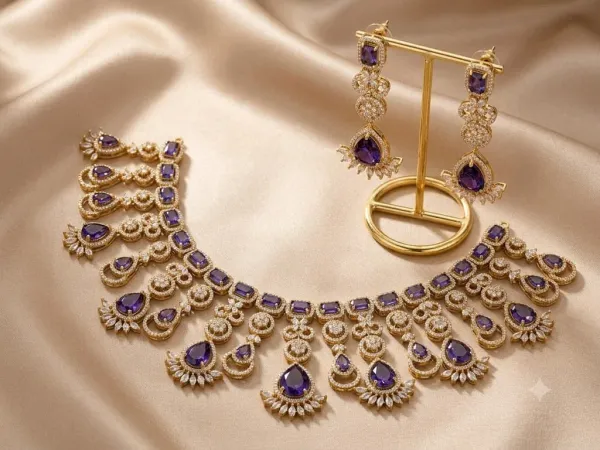 AMETHYST_AND_DIAMOND_NECKLACE_AND_EARRING