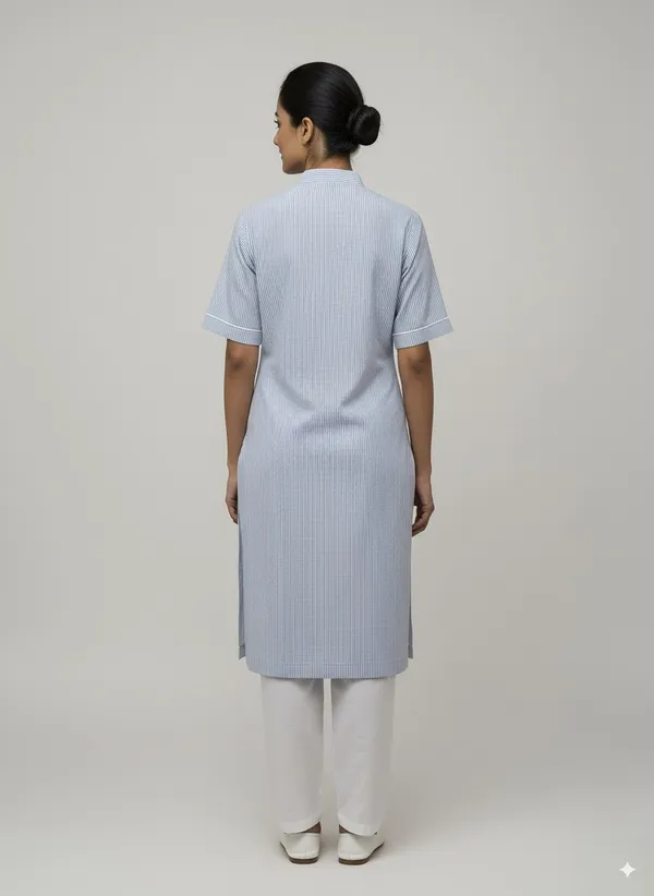 Women’S_Blue_Kurta_Set_–_Striped_Kurta_With_White_Salwar