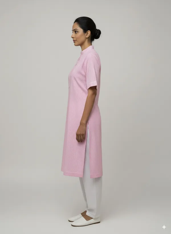 Women’S_Pink_Kurta_Set_–_Striped_Kurta_With_White_Salwar