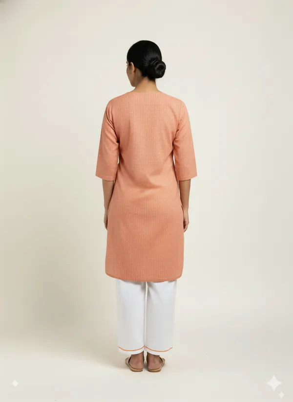 Women’S_V-Neck_Housekeeping_Kurta_Set_(Orange)