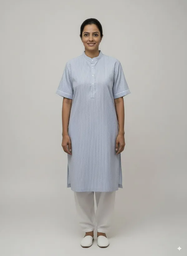 Women’S_Blue_Kurta_Set_–_Striped_Kurta_With_White_Salwar