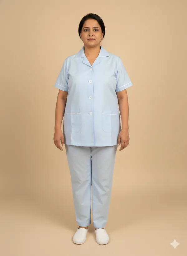 Blue_Uniform_Co-Ord_–_Cotton_Pant_&_Shirt_Set_For_Nurses,_Nannies_&_Housemaids