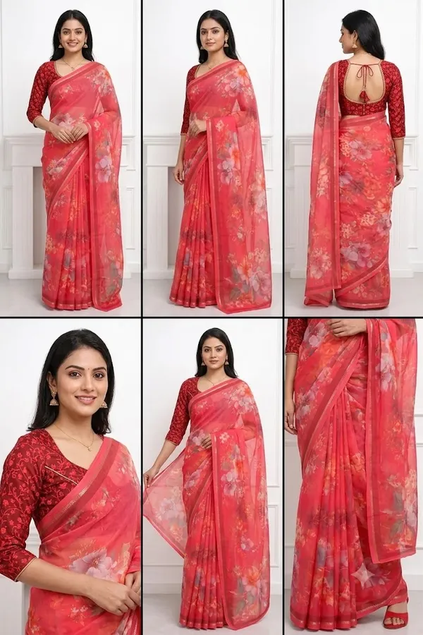 Coral_Bloom_Floral_Chiffon_Saree_with_Printed_Border