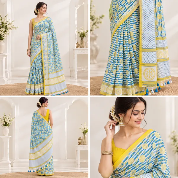 Blue_&_Yellow_Printed_Saree_with_Decorative_Pallu