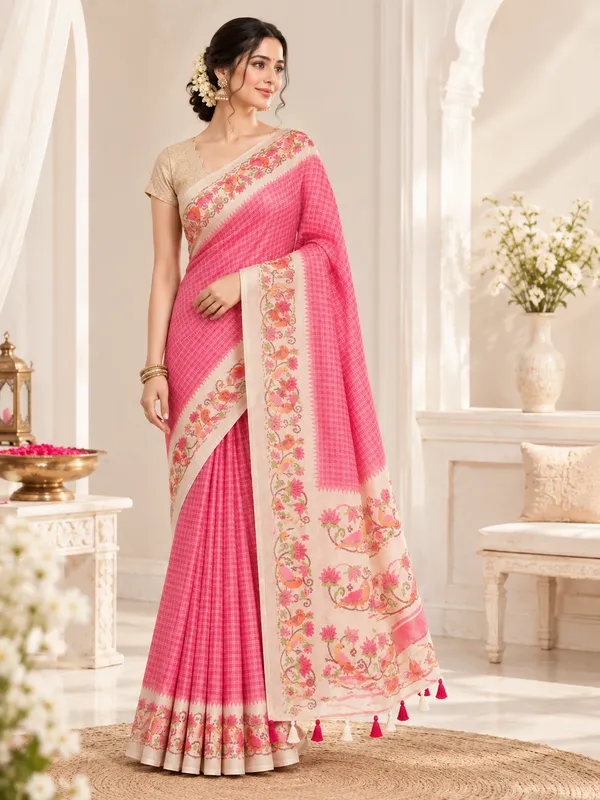 Rani_Pink_Folk_Art_Embroidered_Cotton_Saree