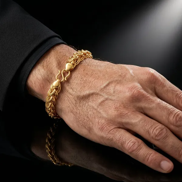 Gold_Plated_Stainless_Steel_Double_Link_Chain_Bracelet_For_Men