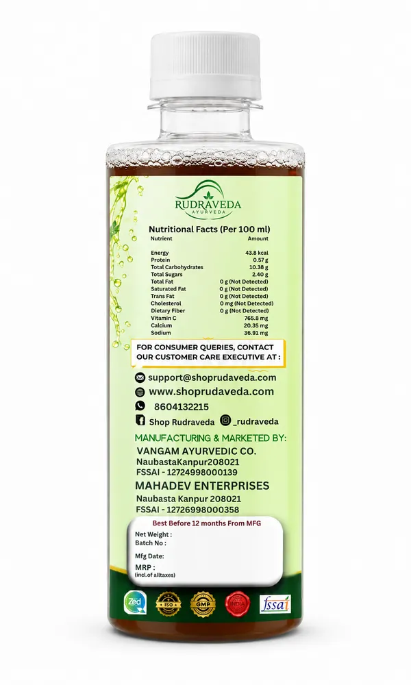 RUDRAVEDA_Amla_Juice_|_Pure_Indian_Gooseberry_Juice_|_Natural_Herbal_Health_Drink_|_Rich_in_Vitamin_C_|_Daily_Wellness_Juice_
