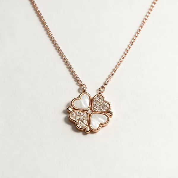Silver_Alloy_Four_Leaf_Clover_Stone_Pendant_Necklace_For_Women