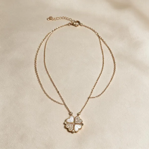 Silver_Alloy_Four_Leaf_Clover_Stone_Pendant_Necklace_For_Women