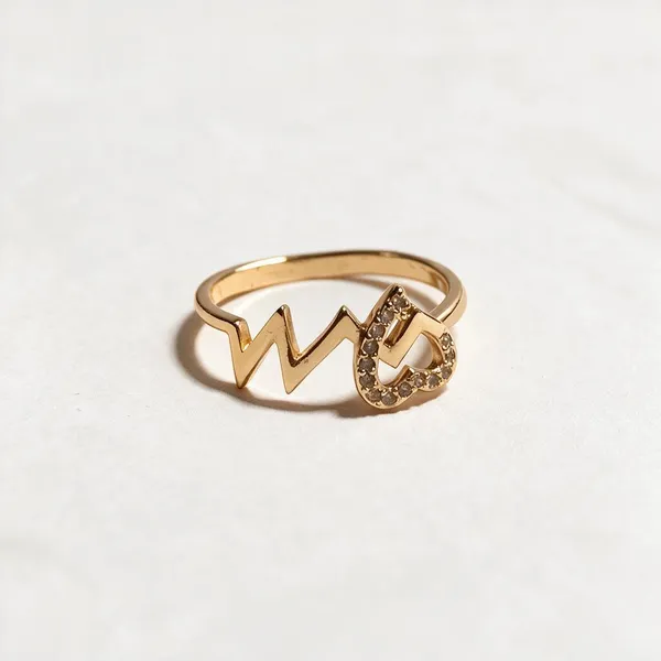 Gold_Alloy_Heartbeat_Heart_Accent_Band_Ring_For_Women