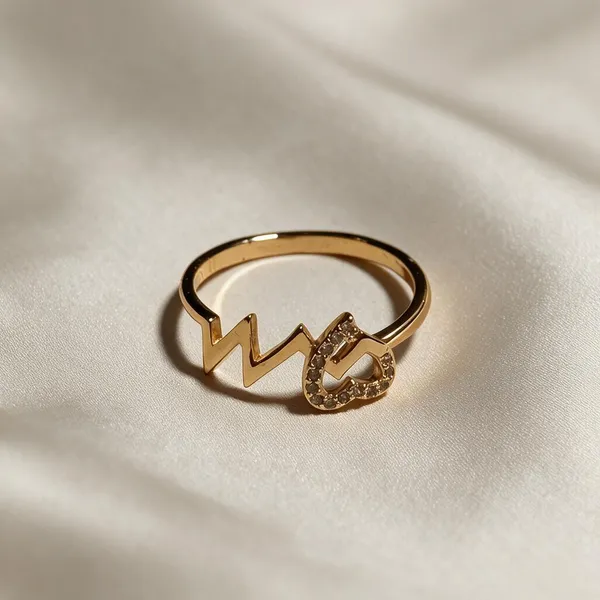 Gold_Alloy_Heartbeat_Heart_Accent_Band_Ring_For_Women
