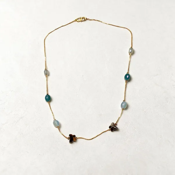 Blue_Alloy_Beaded_Floral_Necklace_For_Women