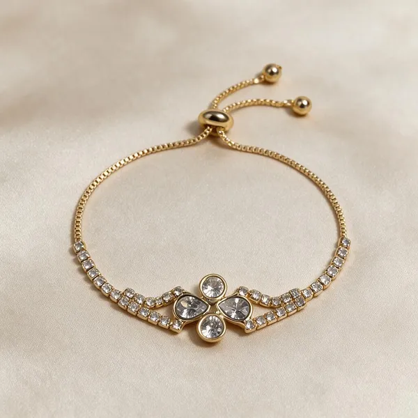 Gold_Alloy_Crystal_Cluster_Adjustable_Bracelet_For_Women